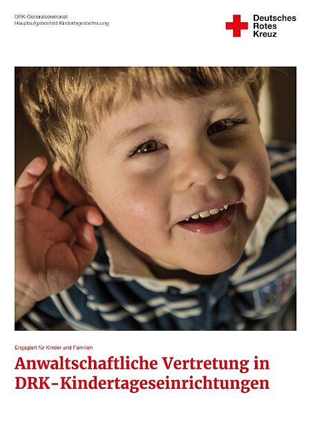 Titelbild der DRK-Handreichung „Anwaltschaftliche Vertretung in DRK-Kindertageseinrichtungen“.