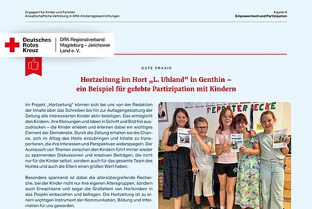 Titelbild zum Projekt „Hortrundblick“ des DRK-Horts „L. Uhland“ als bundesweites Beispiel für Partizipation.